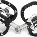 THINVIK Clipless Pedals for SPD, Dual Sided Combo Bike Pedals for Shimano SPD System & Flat Platform, Sealed Bearings Bicycle Pedals with SPD Cleats Set (Black)