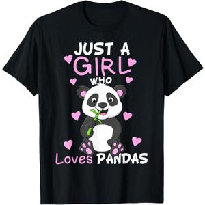 Just A Girl Who Loves Pandas Fun Cute Baby Panda Lover Gift T-Shirt. Size L