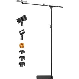 InnoGear Mic Stand Floor, Boom Arm Floor Microphone Stand Height Adjustable Heavy Duty with Iron Base for HyperX SoloCast, HyperX QuadCast S, Razer Seiren V3 Mini, Blue Yeti Shure SM58 and Other Mics