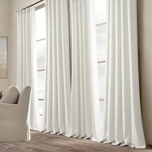 Lush Decor Belgian Flax Prewashed Linen Rich Cotton Blend Window Curtain Panel (Single Panel), 84" L x 50" W, White (50"W x 84"L (Pack of 1))