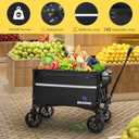 ROSONG Collapsible Wagon Cart with Wheels Foldable - Folding Utility Heavy Duty Wagons Carts for Grocery Sports Garden Shopping Camping Wheelbarrows (Black, 120L)