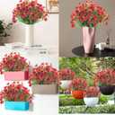 8 Bundles Artificial Flowers for Outdoors,UV Resistant Fake Flowers,Outdoor Plastic Faux Flowers Plants for Indoor Outside Home Decor(Red)
