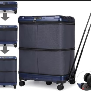 Hlrmsat 32Inch Expandable Travel Duffel Bag,Foldable Luggafe with Telescoping Handle,Carry on Suitcase with 3 Size and Removeable Wheels,Large Rolling Duffle Bag for Men Women (Black)