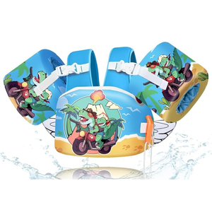 Toddler Floaties, Kids Swim Vest for 22-66 Lbs, Arm Floaties with Adjustable Straps Swim Floats & Arm Band Suitable for Water Sports Pool Swimming Safety for Infant 2,3,4,5,6,7 Years (Shark-Blue)