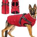Dog Winter Coat with Harness Built-in | Waterproof Dog Jacket with Zipper & Fleece Lining | Reflective Cold Weather Coat for Large Dogs