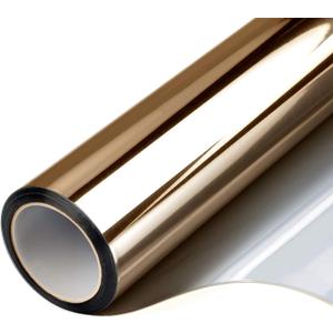 Window Privacy Film One Way Daytime Mirror Tint Treatments UV Heat Control Vinyl Stickers Sun Block Glass Paper Door Covering Reflective (Brown Silver, 41.3 Inch x 7.8 Feet)