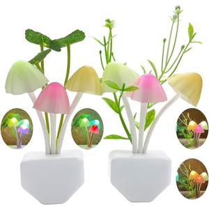 ZEZHOU Sensor Mushroom Night Light - 2 Pack Color Changing Plug-in Wall LED Mushroom Dream Bed Lamp for Kids Adults Stocking Stuffers Ideas Birthday Gift Cute Nightlight