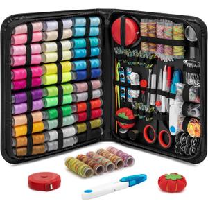 KEYHOT Sewing kit Basic, Travel Needle and Thread Kit,Hand Sewing Supplies for Adults Mom Grandma Girls Kids Beginner, Home Travel Emergency Including Scissors Measure Tape Needle Threader(228pcs) (XL, 41-color/228pcs)