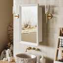 Retro-Style Medicine Cabinet with 17x27 Solid Wood Mirror Frame, Bathroom Recessed Wall Cabinet, Living Room Wood Storage Cabinet, White