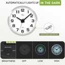 WallarGe Night Light Wall Clock for Bedroom - Silent Lighted up Wall Clock Glow in The Dark, Battery Operated Wall Clocks for Living Room/Kitchen, Easy to Read Large Digital Display, 12 Inch