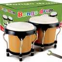 EastRock Bongo Drum 4 and 5 Set for Adults Beginners,Percussion Bongos Drum With Tuning Wrench (Brown)