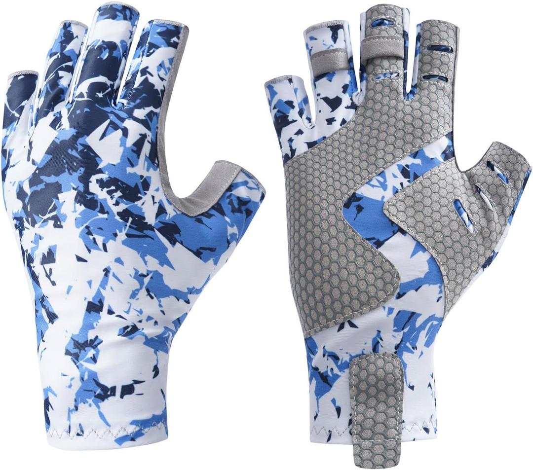 2 x Fishing Gloves for Men Women, UPF50+ Fingerless Sun Protection Gloves, Durable and Ergonomic, for Kayaking, Rowing, Hunting, Paddling, Boating, Biking, Hunting, Driving