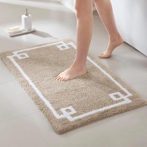Madison Park Evan 100% Cotton Bathroom Rug Non Slip Backing-Luxrurious Tufted Plush Bath Mat Absorbent, Quick Dry, Spa Design Shower Room Dcor, 24x40, Taupe
