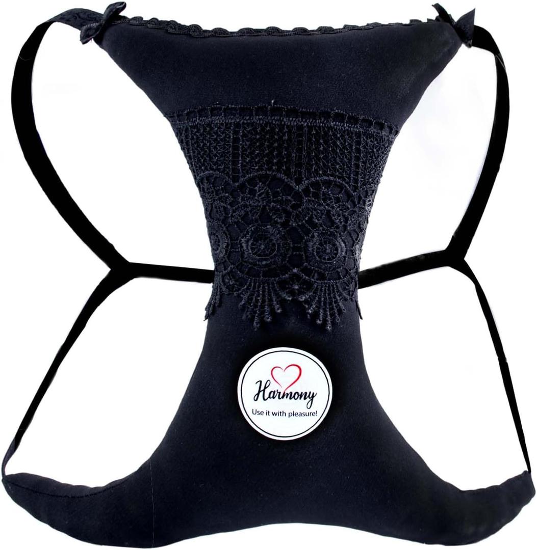 Breast Pillow  Soft 100% Cotton, Breast Pillow for Side Sleepers, Anti-Wrinkle Chest Support, Adjustable Strap, Breathable Fabric (Black)