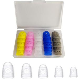 Guitar Fingertip Protectors, 25-Pack Silicone Finger Covers for Guitar/Ukulele/Banjo/Mandolin  Breathable, Flexible, Non-Slip Practice Sleeves, Mixed Colors with Storage Case, Reusable