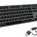 Wired Backlit Keyboard for Windows/Mac,Aluminum Slim & Quiet Full Size Keyboards Light Up with USB A/USB C Dual Interface,Compatible with iMac,MacBook,iPad,Laptop,PC-Gray Black