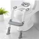 Potty Training Seat ，SKYROKU Potty Training Toilet with Step Stool Ladder, for Kids Boys Girls Toddlers - Comfortable Safe Potty Seat with Anti-Slip Pads Ladder （8838-Grey）