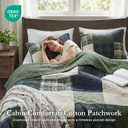Woolrich Mill Creek Reversible Quilt Set - Cottage Styling Reversed to Solid Color, All Season Lightweight Coverlet, Cozy Bedding Layer, Matching Shams, Oversized Full/Queen, Plaid Green 3 Piece