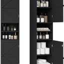 Tall Bathroom Storage Cabinet, Vertical Freestanding Organizer with Adjustable Shelf, Slim Design for Small Bathrooms, Towels & Toiletries Storage Black