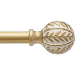 Gold Curtain Rods for Windows 72 to 144 inch,1" Adjustable Heavy Duty Window Curtain Rod Leaf Finials,Rustic Decorative Drapery Rods Set, Size:36-150''
