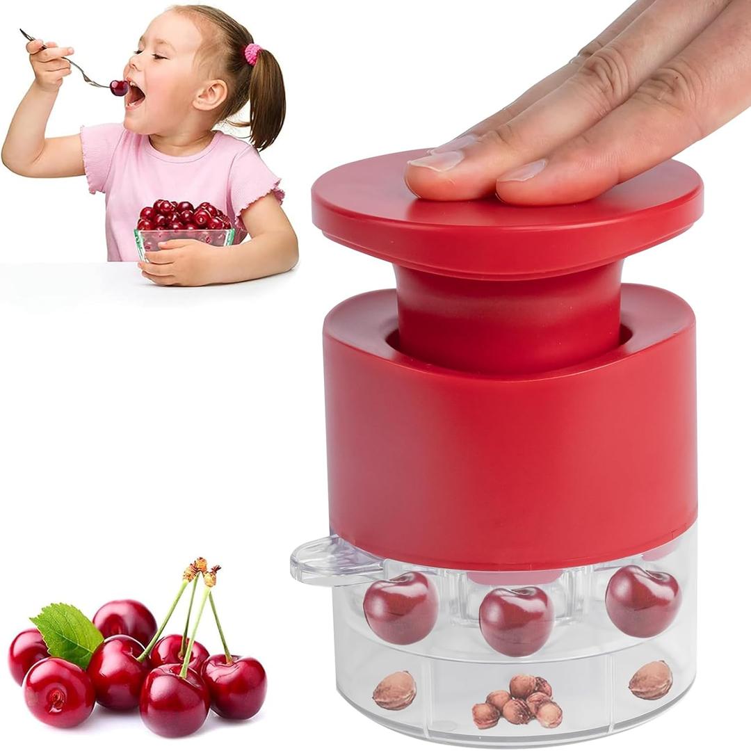Cherry Pitter Tool Pit Remover, Multiple Cherry Seed Remover, 7 Holes Cherry Stoner Pitter Quick Release, Multiple Cherry Pit Remover Cherries Jam (Burgundy)