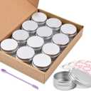 Aluminum Tin Cans, 24PCS 1/2 Oz Metal Round Containers Screw Lid Empty Small Storage Travel Tin Jars for Candles, Salve, Cosmetics, Spice
