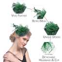 Magibag Fascinators Hats with Gloves Set for Women 20s 50s Cocktail Tea Party Wedding Costume Headwear (B-Blackish Green) (Green)