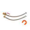 1/2 x 3/4 FIP 20" Water Heater Hose Kit with Disconnect Clip - Lead-Free Brass Ball Valve and Stainless Steel Flex Hose - Push Connect Fittings - High Flow Rate Plumbing Supplies