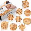 Wooden Brain Teaser Puzzles, 9pcs 3D Brain Teasers for Adults Teens Kids, Logic Mind Puzzle Box Lock Toy Removing Assembling 3D Small Puzzle Gift Set, Small 3D Unique IQ Hand Puzzles