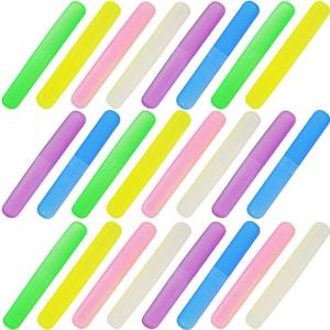 24PCS Plastic Toothbrush Case Six Colors Portable Dust-proof Toothbrush Cases Toothbrushes Holder for Daily and Travel Use 