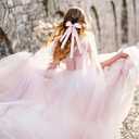 8 Pcs Pink Hair Bows for Women Silky Satin Hair Bows Clips for Ponytail Holders Hair Ribbon with Long Tails Vintage Hair Barrettes Hair Accessories for Girls Bridesmaid