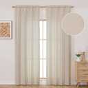 OVZME Natural Linen Curtains 84 Inch Length 2 Panels, Faux Linen Textured Semi Light Filtering Drapes, Soft Airy Farmhouse Slub Window Curtains for Living Room Bedroom, Each 40x84 Inches