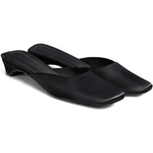 Coutgo Women's Mules Low Kitten Heel Closed Square Toe Slip On Backless Dress Shoes,Size Fits Large 9