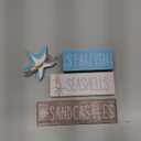 4 Pcs Beach Summer Table Decor Starfish Seashell Coastal Wooden Block Sign Ocean Tiered Tray Decor Farmhouse Table Centerpieces Rustic Nautical Decorations for Home Office Desk Shelf Mantel