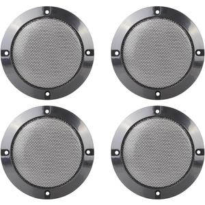 X AUTOHAUX 4pcs 4 Inch Metal Glossy Audio Speaker Cover Mesh Subwoofer Grill Horn Guard Decorative Circle Grille Protector Black for Car