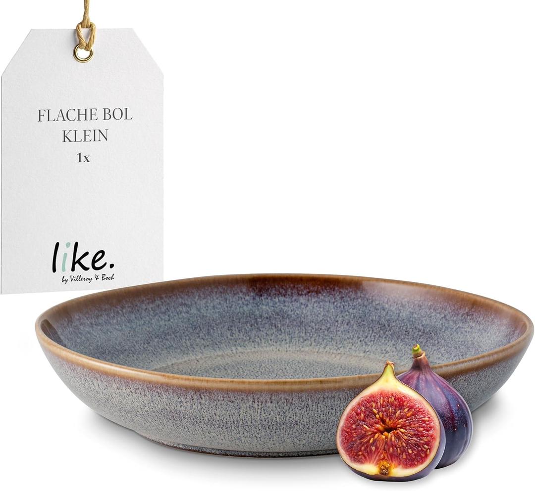 Villeroy & Boch Lave Beige Small Flat Stylish Stoneware Dinner Bowl for Side Dishes and Salads, Beige, 8.5 x 8.25 x 1.75 in