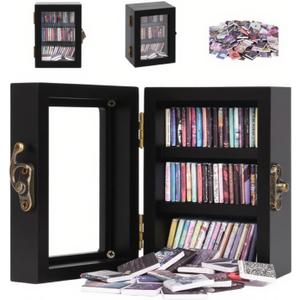 WQLLWFC Mini Bookshelf Miniature Library Decor with 60pcs Mini Books Small Bookshelf Decoration for Book Lovers, Relieving Gifts to Get Rid of Your Anxiety (Black)