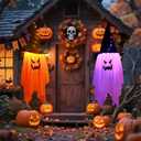 4 x 2PCS Halloween Decorations, 42"x14" Glowing Ghost Outdoor/Indoor Lights with 8 Lighting Modes, Waterproof Battery Case for Garden, Yard, Haunted Halloween Party