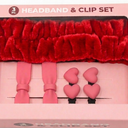 Headband And Clip Set Red Makeup HeadBand Pink Bows Hearts Clippers For Girls Set 