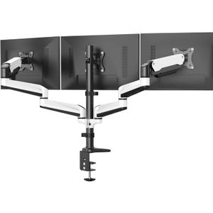 HUANUO Triple Monitor Stand - Full Motion Articulating Monitor Mount Fit Three 17 to 32 inch LCD Computer Screens with Clamp, Grommet Kit (White)