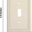 Henne Bery Sunken Pearls Heavy Duty Decorative Wall Plate Switch Plate Outlet Cover, Durable Solid Zinc Alloy (Single Toggle 2PK, Light Almond)