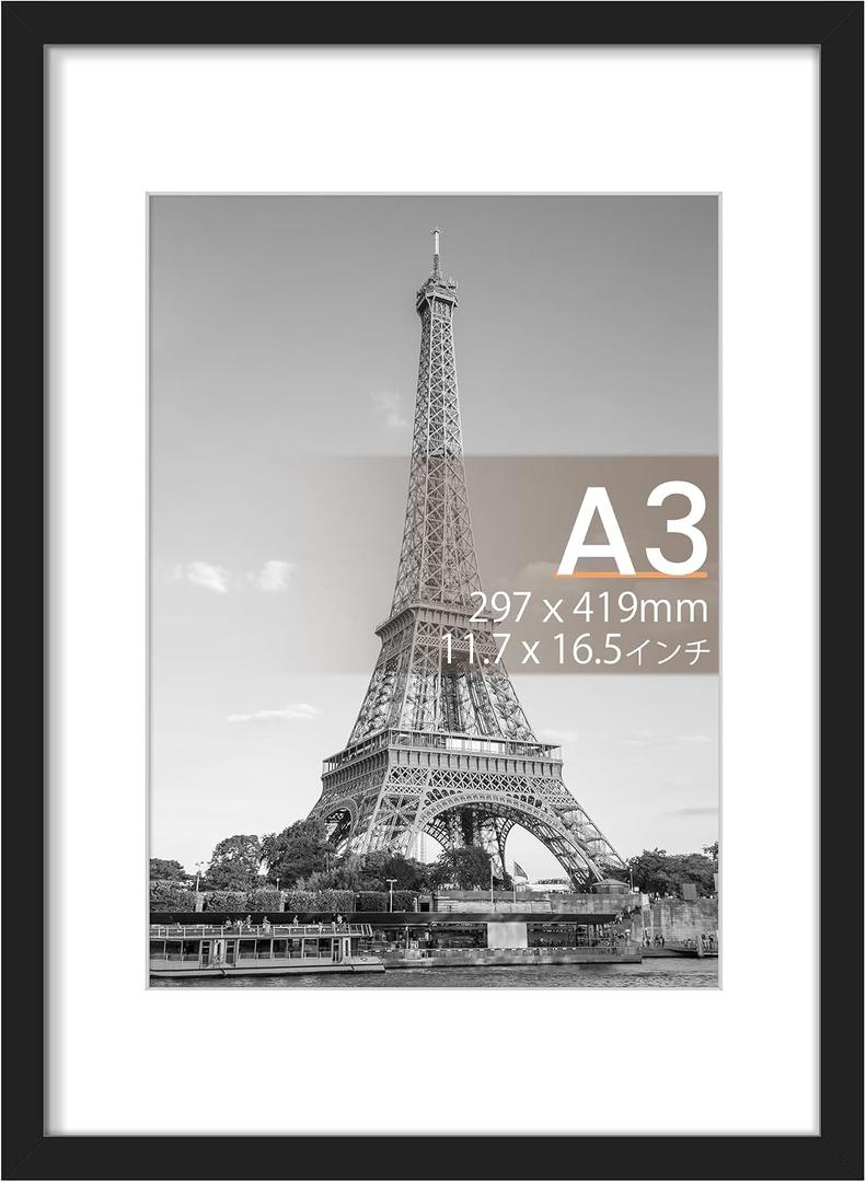 upsimples A3 Picture Frame, Wall Decor Poster Frames, Black 1 Pack