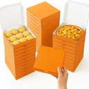 50 Pcs Mini Pizza Boxes Mini Dessert Boxes5.1 x 5.1 x 0.78 inches for Parties, Bakeries, and Food Delivery,CelebrationsChristmas Birthdays (Orange)