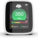 CO2 Carbon Dioxide Air Quality Monitor, Pollution & Ventilation Meter, Tester; Detect & Test Indoor Air Ventilation Levels with CO2 PPM Levels, Temperature and Humidity Sensor Readings on LED Screen