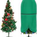 Upright Christmas Tree Storage Bag with Adjustable Straps, Xmas Tree Cover with Zipper & Drawstring for up to 9 Foot Artificial Tree Standing with Ornaments, Dustproof - Green