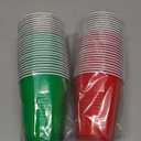 50 Pack Christmas Disposable Plastic Cups 12 Ounce Drinking Party Cups Bulk Party Cups for Christmas Wedding Birthday Graduation Parties, Picnics Events (Red, Green, Gold)