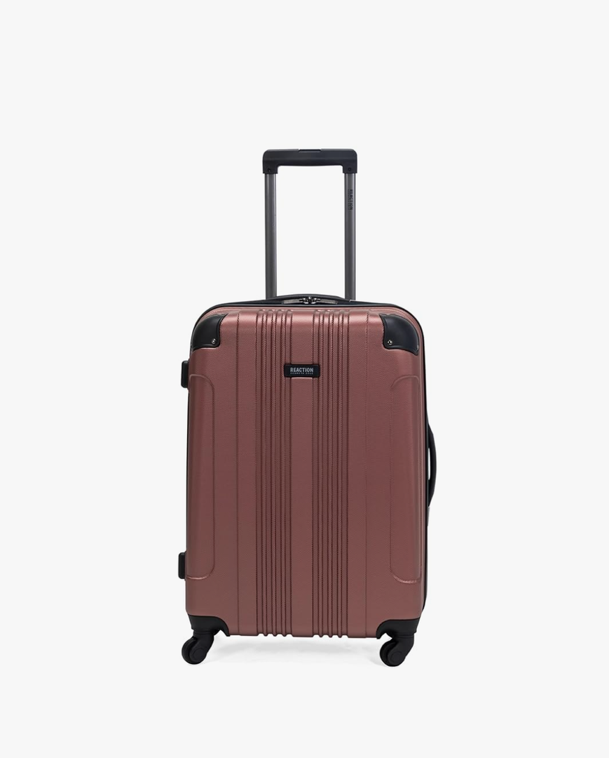 Kenneth Cole REACTION Out of Bounds Lightweight Hardshell 4-Wheel Spinner Luggage, Rose Gold, 24-Inch Checked