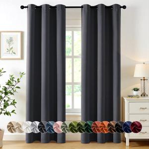 MIULEE Dark Grey Blackout Curtains for Bedroom Living Room 84 Inches Long 2 Panels, Thermal Insulated Room Darkening Drapes Solid Grommet Noise Reduction Light Blocking Window Treatments 40x84 Inch