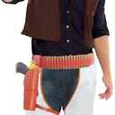 Western Cowboy Belt and Holster Set, PU Leather, Adjustable, Costume Accessory