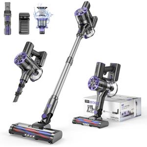 Comvtu Cordless Vacuum Cleaner Rechargeable with 2600mAh Detachable Battery, Powerful Vacuums with 2 Adjustable Modes, Lightweight Portable Stick Vacuum for Home (Ink Purple)